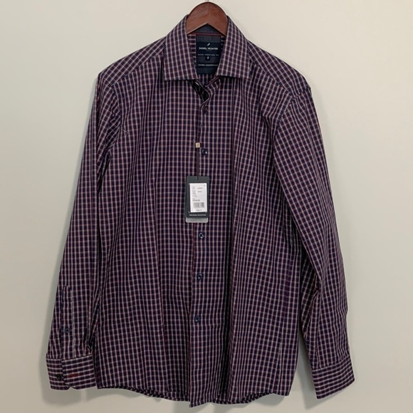 Daniel Hechter Other - Daniel Hechter Plaid Long Sleeve Modern Fit Shirt No Iron Size M NWT